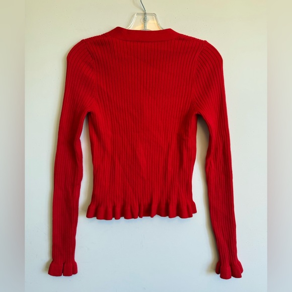 Commense Red Ribbed Cardigan - Picture 7 of 9